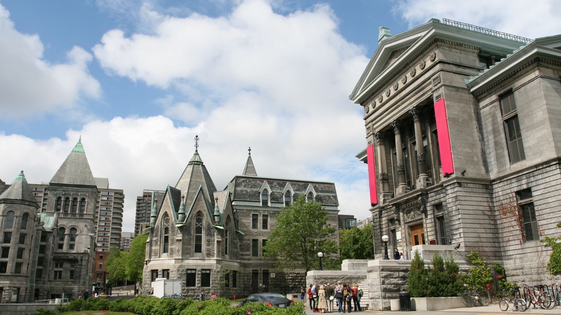 One of the law schools in Canada is featured with students taking a guided tour