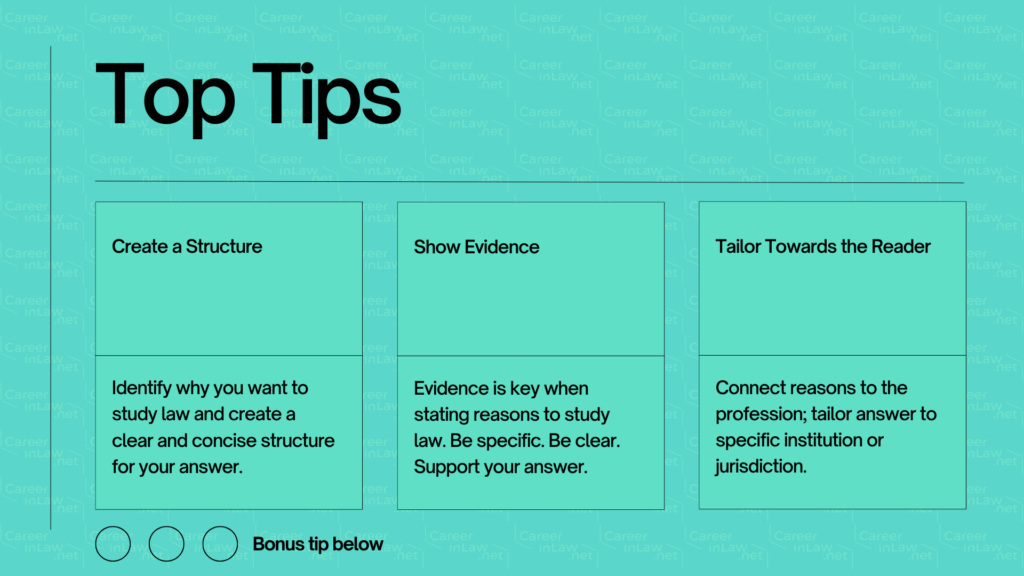 Why Study Law Tips for Good Answers Infographic