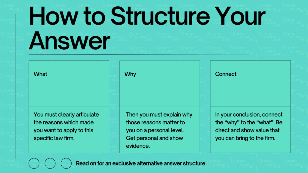 How to Answer Why This Firm Question - Answer Structure Infographic